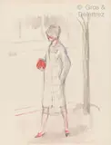 La promenade by René Hermann-Paul, Aquarelle sur trait de crayon sur papier, sold Jun 2022