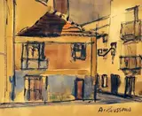 Ville Portugaise by Albert Rousseau, Aquarelle, sold Jan 2020