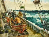 Sur un bâteau de pêche by Jack L. Gray, Aquarelle, sold Nov 2019