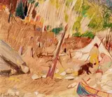 Campement by René Jean Richard, Pastel, sold Oct 2019