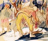 Trappeurs by René Jean Richard, Pastel, sold Oct 2019