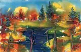 Paysage Laurentien » by Pierre Vanier Beaulieu, 1971, Aquarelle sur papier, sold Oct 2019