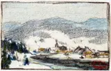 Paysage, co. Charlevoix by Clarence Gagnon, Pastel, sold Oct 2019