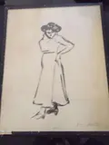 Femme en robe by Francis Jourdain, Encre de Chine signée et datée [19]09 en bas à droite au crayon, sold Apr 2019