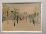Vue d'une place de village avec pont by Georges Damin, Aquarelle, sold Feb 2019