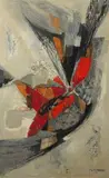 Composition by Pierre de Berroeta, 1960, Toile signée en bas à droite et datée, sold Dec 2018