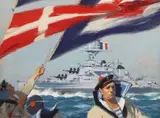 Navire en rade de Toulon ? by Albert Brenet, Gouache sur carton signé en bas à gauche, sold Dec 2018