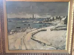 Neige sur l'aber Wrach, [19]67 by Marcel Kervella, Toile signée en bas à droite, sold Sep 2018
