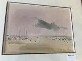Voiliers sur la plage by Jean-Michel Noquet, Toile gouachée signée en bas à droite, sold Sep 2018