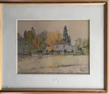 Vue de Moret-sur-Loing by René Leverd, Aquarelle, sold Apr 2025
