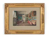 Intérieur d'un collectionneur (peut être celui du Comte Piotr Pavlovitch Schouwaloff) by Eduard Petrovitch Hau, vers 1850, Crayon, gouache, aquarelle et gomme arabique sur papier, sold Oct 2016