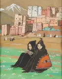 Jeunes enfants assis devant Telouet by Marguerite Barrière-Prévost, Gouache, sold Sep 2020