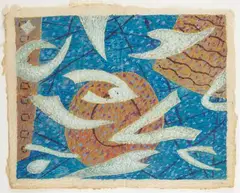 Les oiseaux blancs, 1984-1985 by Henri Goetz, Gouache sur papyrus, sold Sep 2020