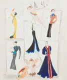Projet, Elegantes et cupidons by Marcel Vertès, Aquarelle et gouache sur carton, sold Dec 2019
