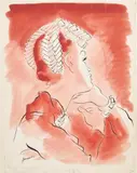 Mannequin en Caroline Reboux by Benito, 1938, Encre de Chine, aquarelle et rehauts de gouache sur carton, sold Dec 2019