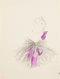 Illustration de mode pour Schiaparelli, probablement un projet pour Vogue New-York de 1945 by Cecil Beaton, Crayon et pastel sur papier, sold Dec 2019