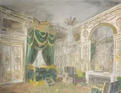 La chambre de Napoléon au Chateau de Fontainebleau by Max Jacob, 1932, Pastel et gouache sur papier, sold Dec 2019