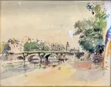 Bords de Seine, 195? by René Zimmermann, Aquarelle sur papier, sold Jul 2024