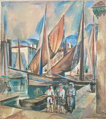 Lac de garde Port de Malesine by Henry de Waroquier, Aquarelle signée, sold Dec 2024