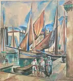Lac de garde Port de Malesine by Henry de Waroquier, Aquarelle signée, sold Dec 2024