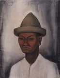 Retrato de campesino con sombrero puntiagudo by Diego Rivera, 1954, Pastel et fusain sur papier, sold Dec 2024