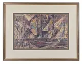Composition by Nicolas Manev, Gouache sur papier, sold Dec 2024