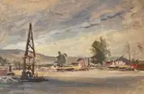 Remorqueurs dans les environs de Rouen by Narcisse Hénocque, Gouache et aquarelle sur papier, sold Dec 2024