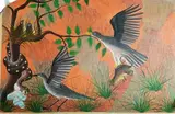 Oiseaux et leurs proies" by Jean-Bosco Kamba, 1958, Gouache sur panneau, sold Jul 2024