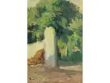 Dans le Jardin de Rolleboise by Maximilien Luce, oil on paper, offered Dec 2023