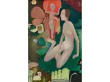 Fantastischer Garten mit Maria und Jesus by Symbolist um 1915, oil on panel, offered Jun 2025