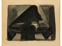 Ohne Titel (pianist am Flügel) by Peter Herkenrath, gouache, offered Sep 2021