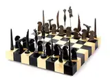 Schachspiel mit Brett und Bronze-figuren by Paul Wunderlich, bronze, sold Jun 2023
