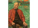 Portrait Eines Sitzenden Mannes vor Gewässer by Heinz Heinrichs, oil on canvas, offered Jun 2023