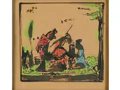 Drei Figuren in Landschaft by Adolf Hölzel, pastel, offered Dec 2016