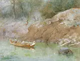 A Green Pool, French River, Canada by Frances Anne Beechey Hopkins, watercolour on paper on board, sold Jun 2021