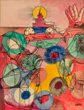 Angoisse by Alfred Pellan, mixed media on paper on board, sold Jun 2021