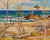 Shoreline, Georgian Bay by A. Y. Jackson, 1948, oil on canvas, sold Jun 2021