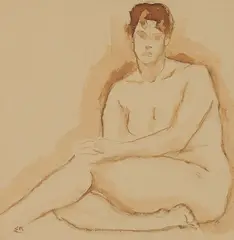 Artist's Model by Edwin Holgate, ink on paper, sold Nov 2021