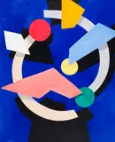 Abstract Portrait of Robert Noakes by Daniel Solomon, acrylic on canvas, sold Nov 2021