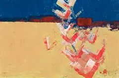 Flight of Pink Cockatoos by Guy Grey-Smith, 1965, oil on canvas on board, sold Oct 2021