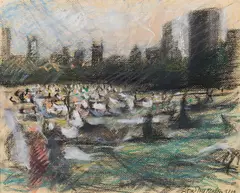 3pm, Sheep Meadow by Bill Jacklin, pastel on paper, sold Oct 2021