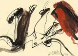 Ohne Titel by Walter Stöhrer, 1991, Gouache und Acryl auf festem gelblichen Papier, sold Nov 2010