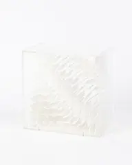 Strukturobjekt by Hartmut Böhm, 1970, Weiße Kunststoffelemente in Acrylglaskasten, sold May 2026