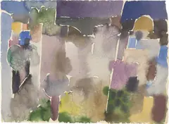 2 Häuser am Meer by Eduard Bargheer, 1964, Aquarell auf dünnem Papier, sold May 2026