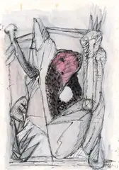 Ohne Titel. 1970er-Jahre by Markus Lüpertz, Mischtechnik mit Gouache und Tusche auf festem Papier, sold Jan 2026
