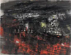 Ohne Titel by Fred Thieler, Um 1958, Spachteltechnik auf festem Papier, sold Jan 2025