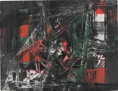 Ohne Titel by Fred Thieler, 1957, Spachteltechnik auf festem Papier, sold Jan 2025