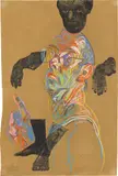 Sitzender by Johannes Grützke, 1990, Pastellkreide über Linolschnitt auf Papier, sold Sep 2024