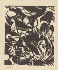 Schöpfungsgeschichte I by Franz Marc, 1914, Holzschnitt auf dünnem Japan, sold Jan 2026