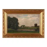 Tranquil Landscape with Village by Alfred Ordway, Oil on canvas (lined), sold Sep 2024